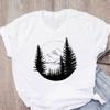 Moon And Trees Printed Tshirt New Arrival Women's Summer Funny 100% Polyester T Shirt Crooked Moon Designed Tshirts