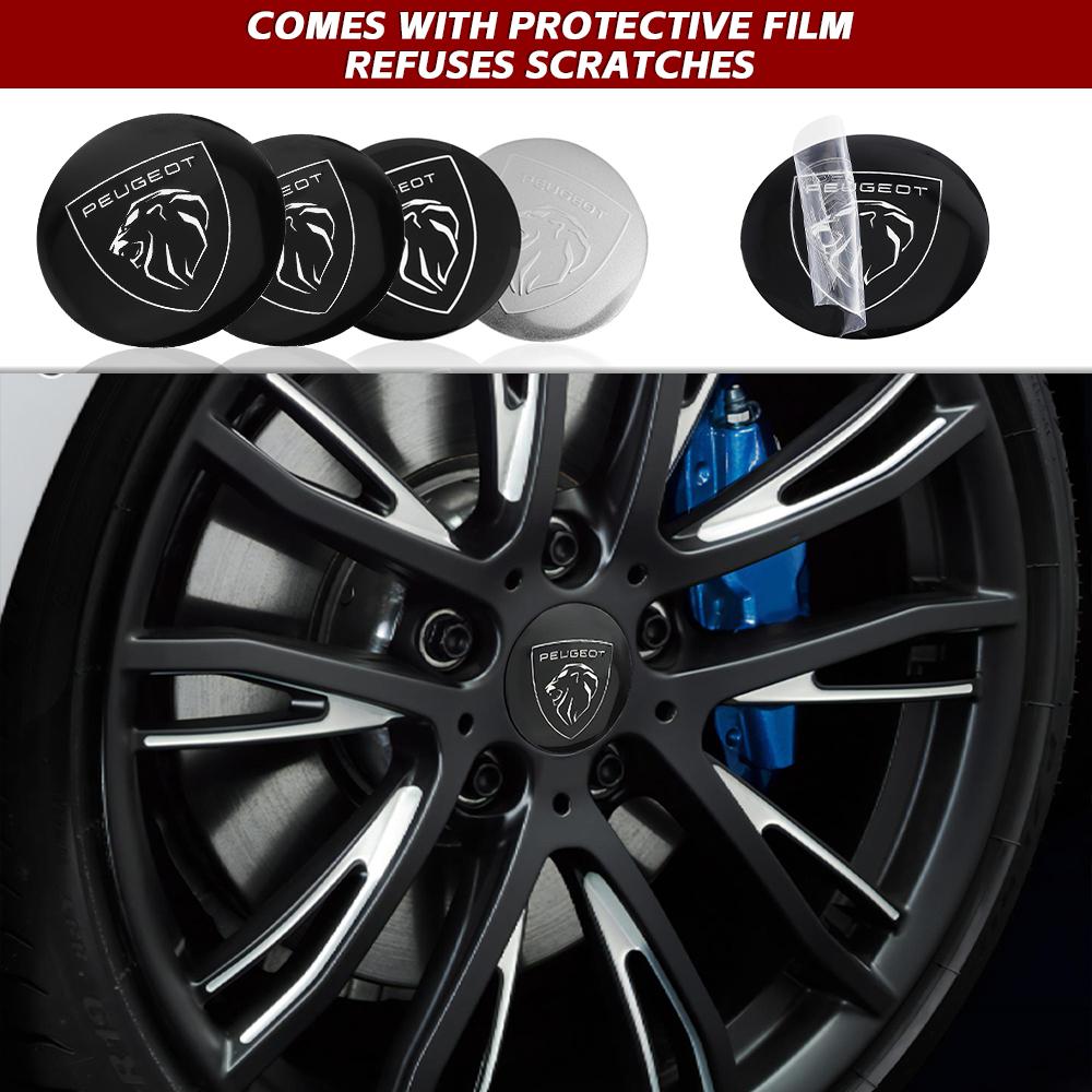 4Pcs 56mm Car Wheel Stickers Center Hub Cap Decals Accessories For Peugeot 208 3008 308 207 107 508 607 106 406 407 E-308 GT 301