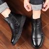Популярные кожаные ботинки Мартин мужские высокие повседневные кожаные туфли мужские зимние новые бархатные утолщенные теплые ботинки челси
