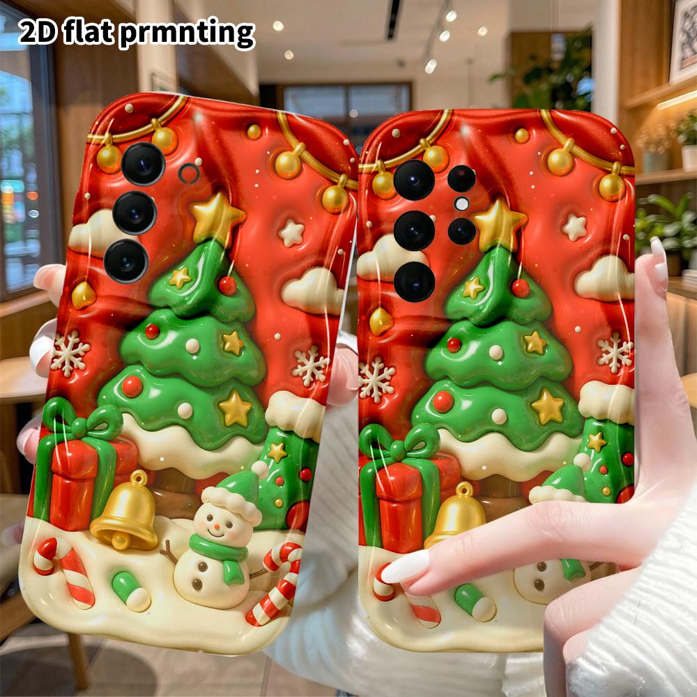 Phone case: 2D flat, suitable for Samsung Galaxy A34 A35 M05 M06 S20 S22 S21 FE Plus 5G protective case, Christmas theme, perfect holiday gift for Chr
