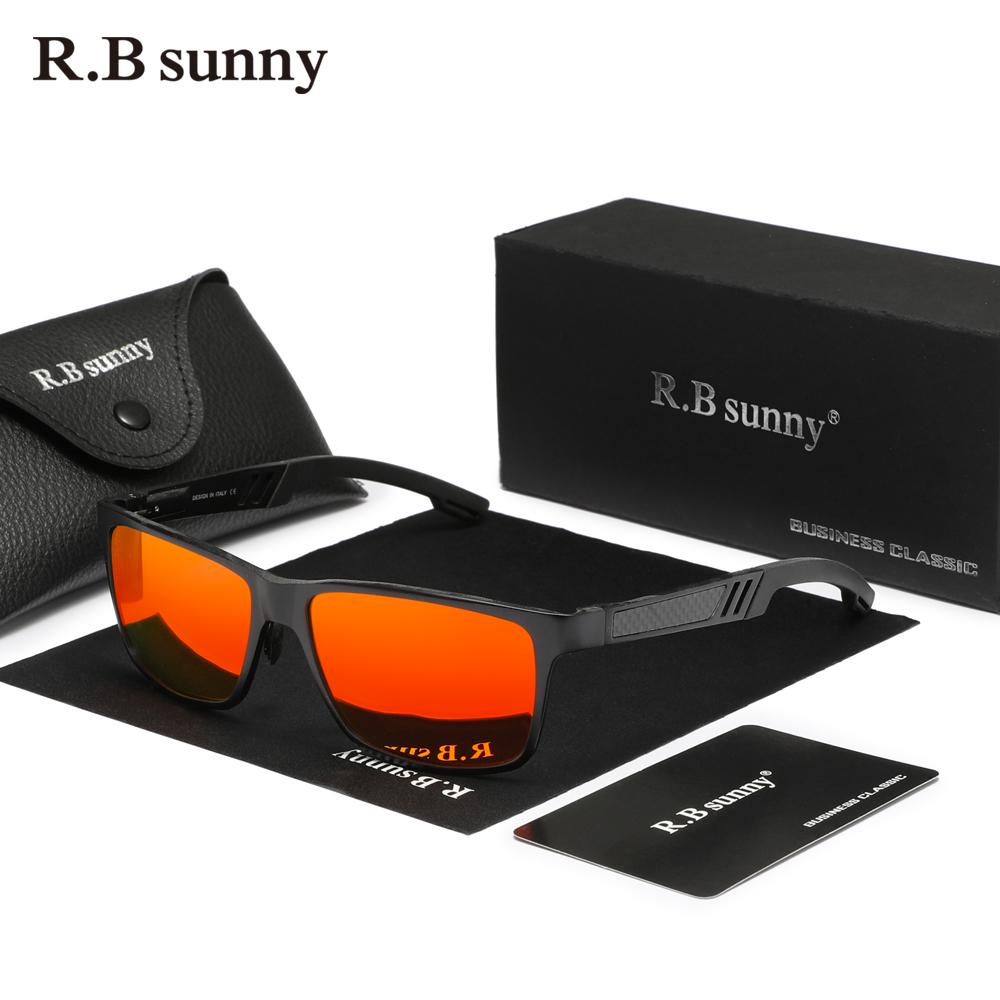 RBsunny Мужские поляризованные солнцезащитные очки Алюминиевые очки UV400 Очки для вождения Очки прямоугольные Классические женские спортивные очки ночного видения