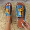 Fashion Women Ethnic Style Slippers Summer Round Head Large Size Sandals Casual Beach Non-slip Slippers Lightweight Shoes Slides Women