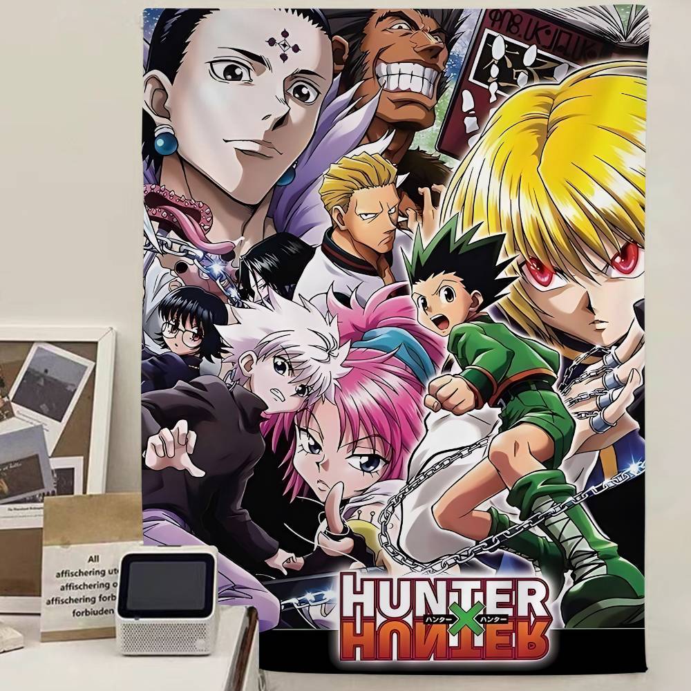Настенный гобелен-коллаж персонажей Hunter x Hunter Динамичная сборка Гона Киллуа Курапики Декор комнаты для фанатов Аниме Манги