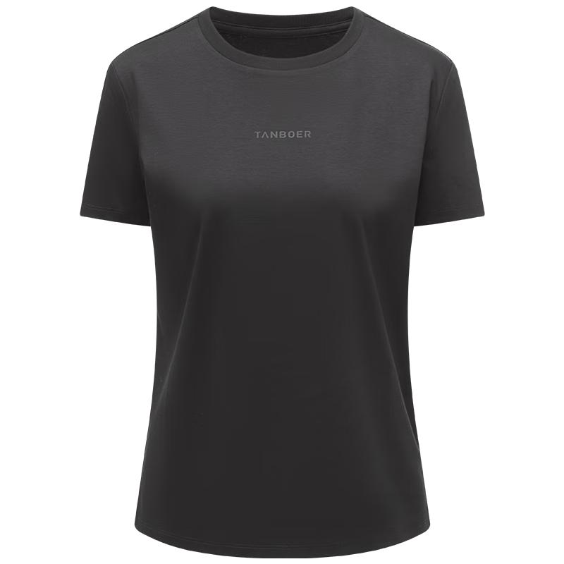 Tanboer Women's Minimalist Logo Print Crew Neck Short Sleeve T-Shirt