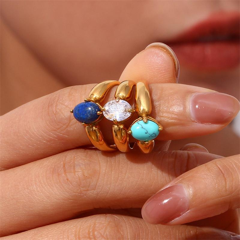 Золотое средневековое кольцо, модное геометрическое простое ретро-лазурит, бирюзовое кольцо с цирконом, винтажное овальное кольцо на удачу
