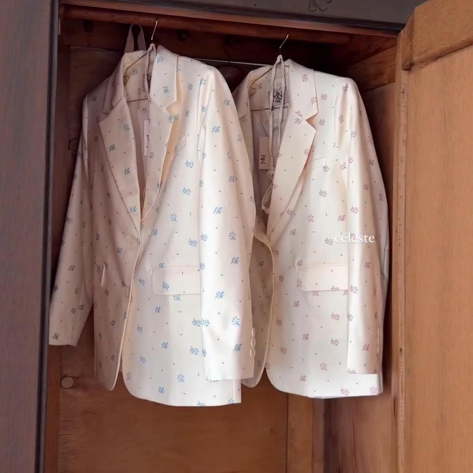 Женская приталенная пиджак-костюм с принтом в виде галстука, Осень 2025 - Европейский и Американский Стиль