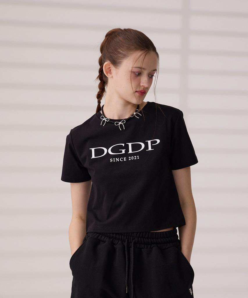 DANGLEDROP Dgdp Точечный Логотип Укороченная Футболка с Коротким Рукавом Черная
