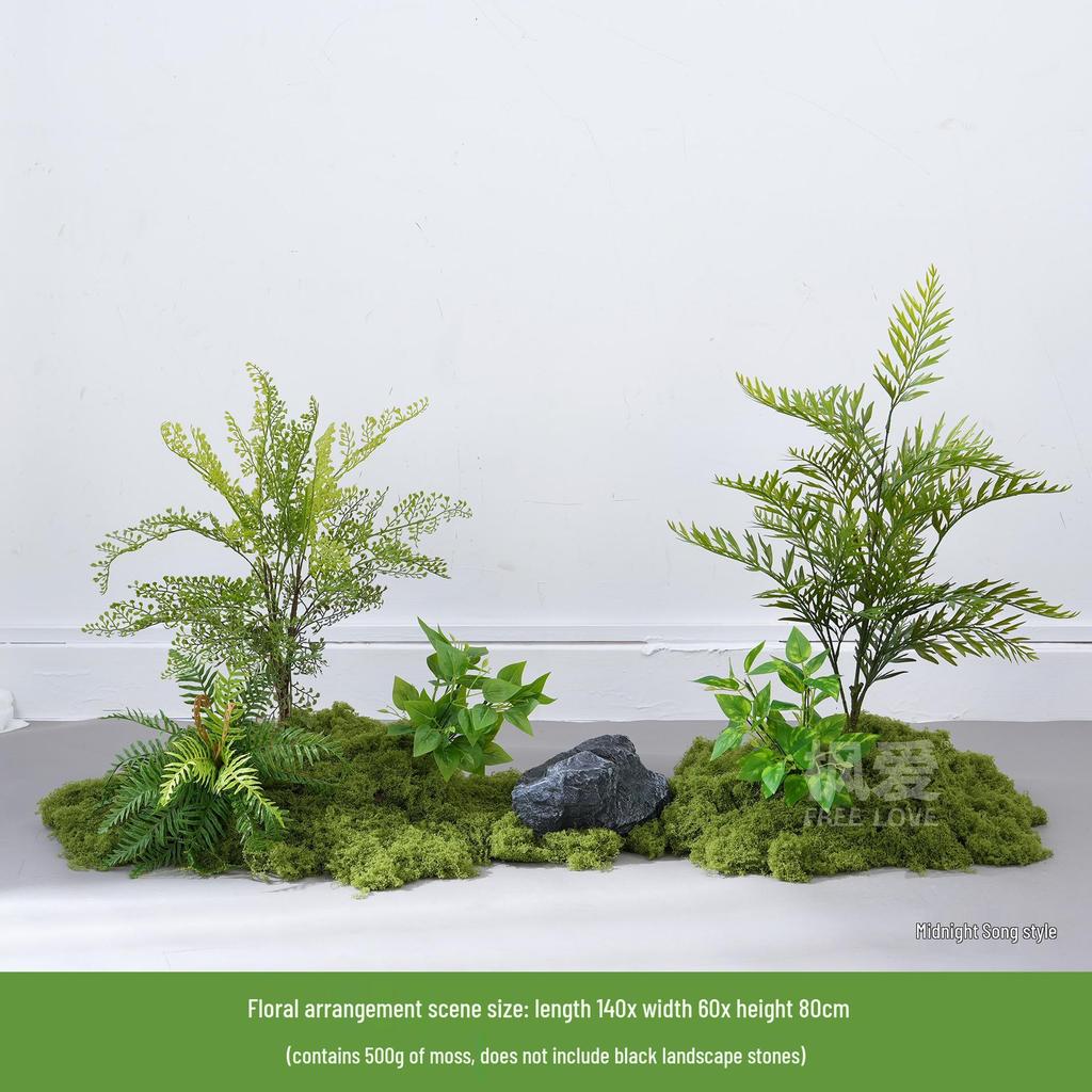 Luxury Faux Green Plant and Flower Decor - Indoor Moss and Grass Clusters for Elegant Landscaping.