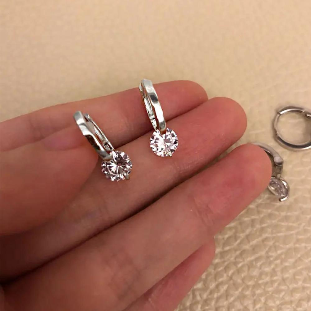 Серьги-гвоздики из металла золотого цвета с круглым кубическим цирконием для женщин, классические сверкающие серьги в форме банта с фианитами
