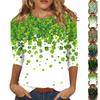 Женские топы Рубашка с рукавом три четверти Круглый вырез Свободная повседневная рубашка Футболка с принтом