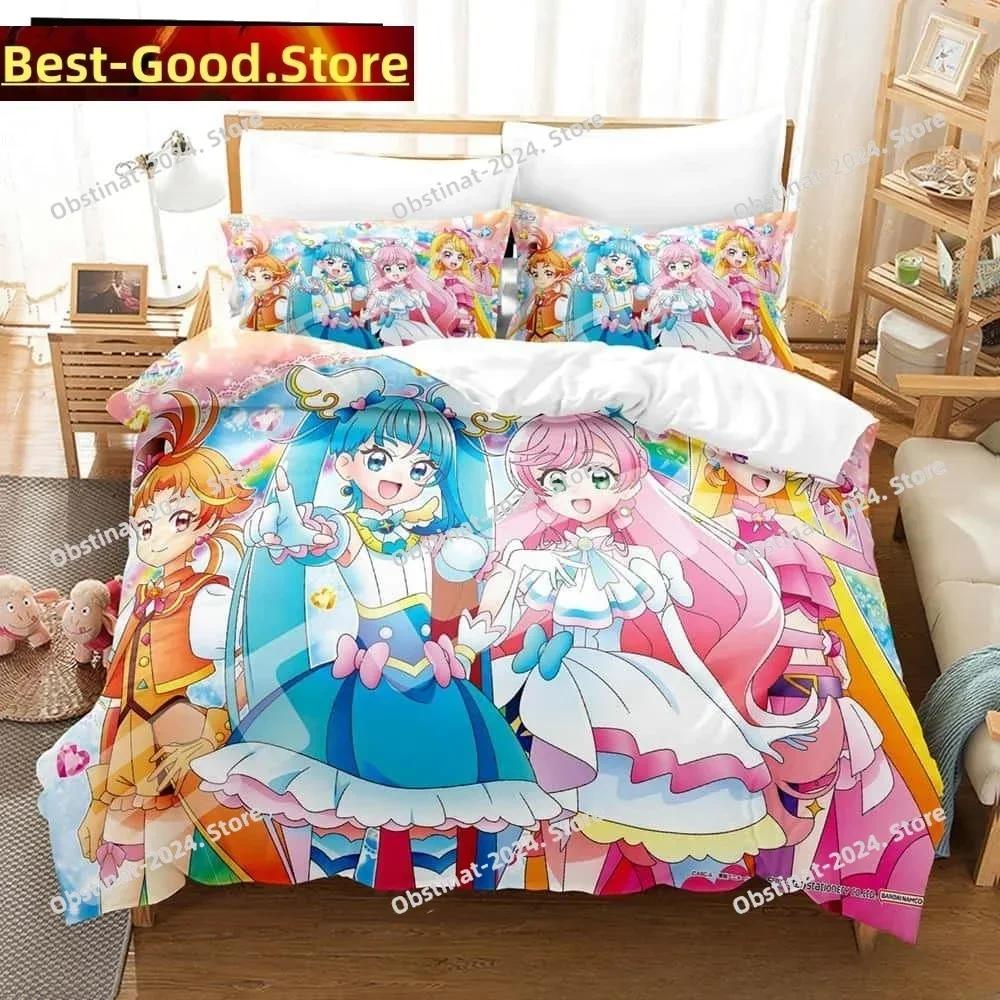 3D Kawaii Аниме Хирогару Скай! Постельное белье с принтом Pretty Cure Пододеяльник Наволочка Комплект постельного белья Простыня из льна Чехол на одеяло Размер Full