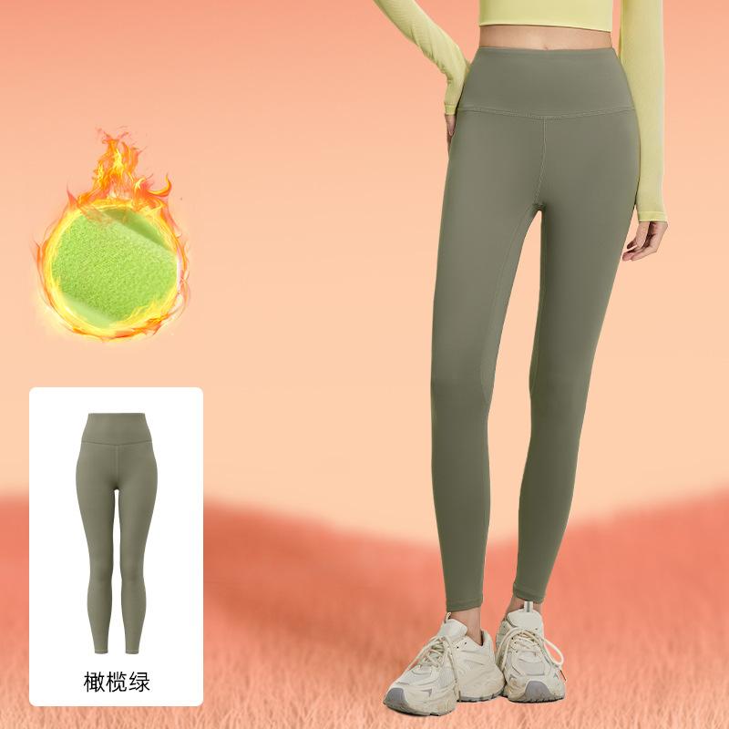 Juyitang Winter Velvet Thickened Yoga Pants, Belly Lift Buttocks, Windproof and Warm Sports Tight Fitness Pants