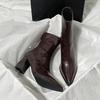 Осень Зима Винтажные Толстый Каблук Узкие Ботильоны Женская Мода Острый Носок Стриптиз Вечеринка Современные Короткие Ботинки Для Женщин