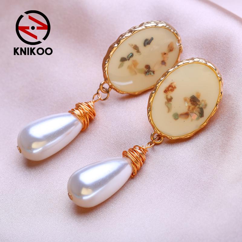 KNIKOO Серьги-капли для женщин, модные жемчужные серьги, ювелирные изделия для свадьбы, невесты, вечерние серьги, подарки
