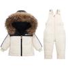 Baby Down Jacket with Real Raccoon Fur Collar, Thickened Coat, Cold-proof Suit, Detachable Crotch Overalls