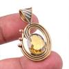 Natural Citrine Gemstone 925 Solid Sterling Silver Two Tone Pendant 1.50" J7c73