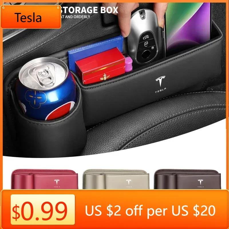 Car Sticker Tesla Car Seat Gap Slot Storage Box Auto Accessories For Tesla Model 3 2021 S X Y Style Roadster Invader Coil Mod WY