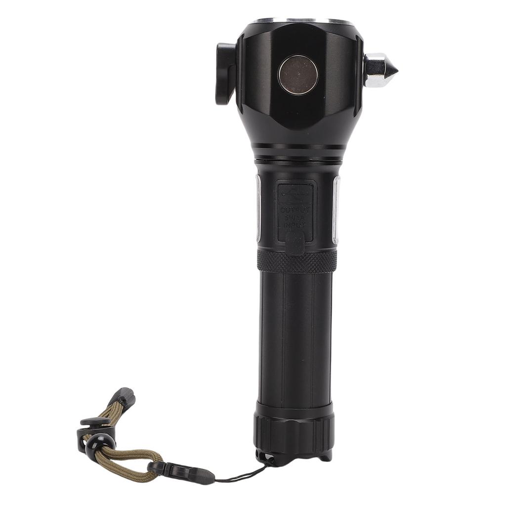 Rechargeable Flashlight Super Bright Small Flashlight with Side COB Light for Camping Home Emergency Black