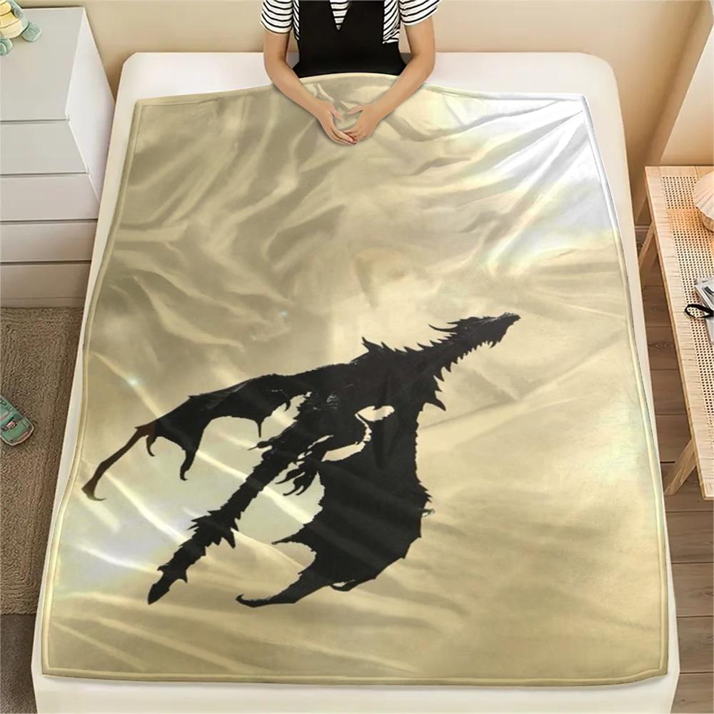 1 шт. Фланелевое одеяло с принтом Skyrim, Высокое качество, Удобное для всех сезонов, Домашний декор, Тепло и уют, Идеально для Рождественских подарков167