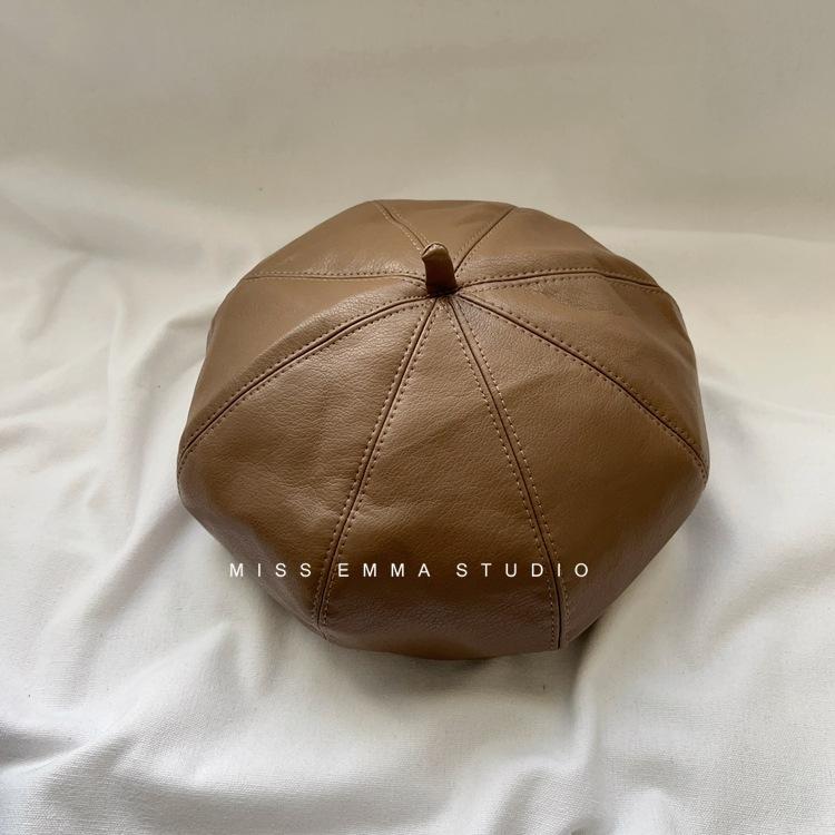 Японский однотонный берет из искусственной кожи женский черный универсальный маленький восьмиугольный головной убор ретро литературный художник шляпа бутон шляпа