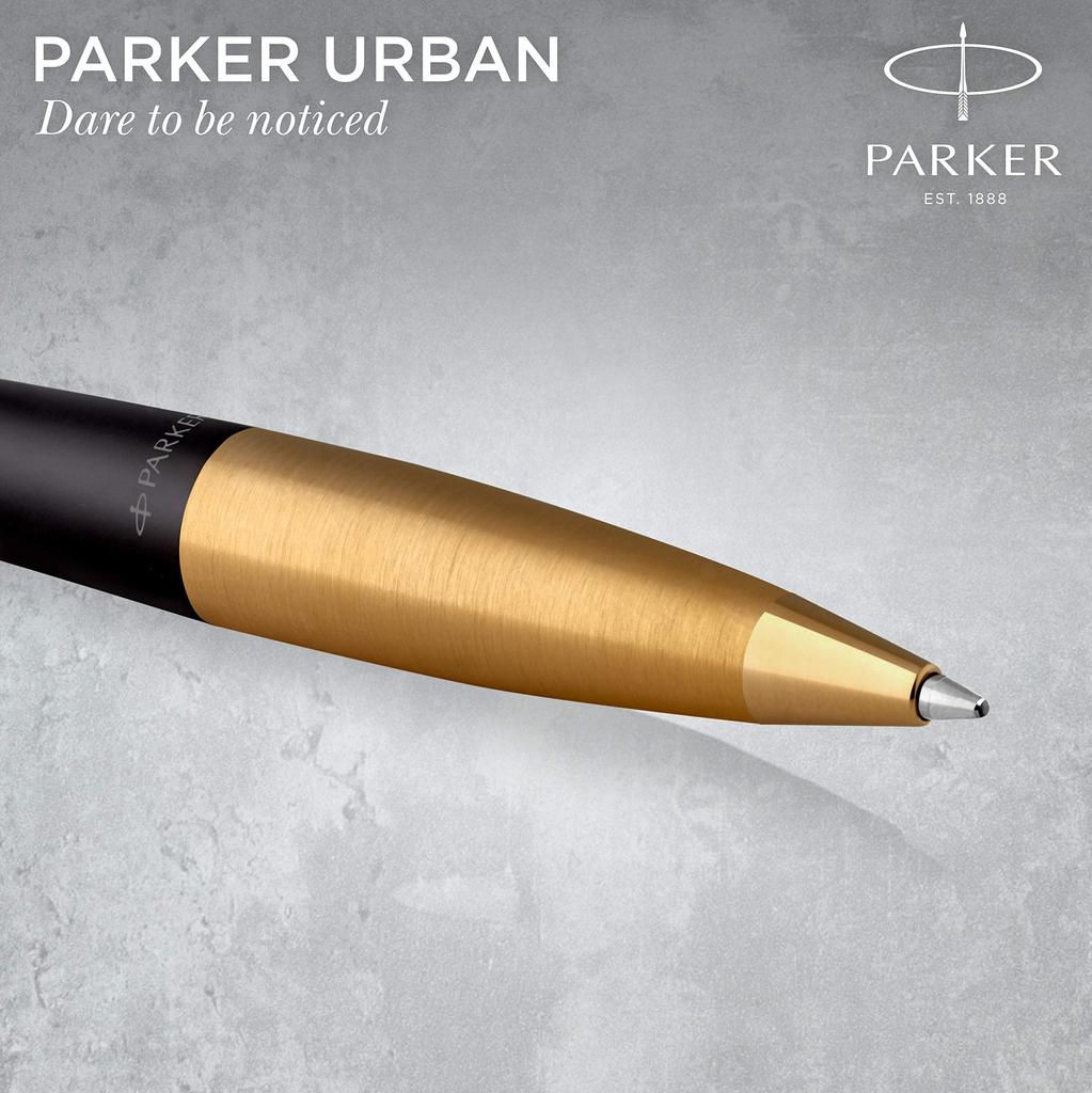 PARKER Urban Matte Black GT Ballpoint Pen, Medium Nib, Oil-Based, Gift Boxed, Officially Imported, S0735820