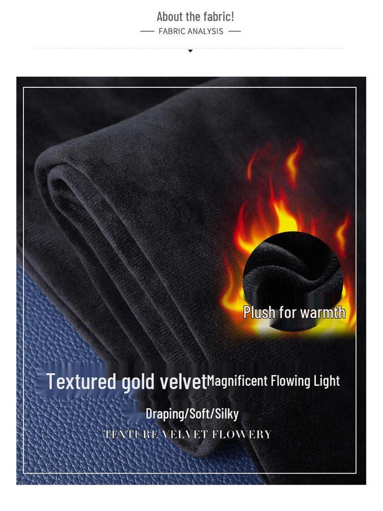 2023 Женские брюки больших размеров с высокой талией и широкими штанинами из золотого бархата на флисовой подкладке - Коллекция Осень/Зима