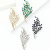 Crystal Flower Brooch Pin Rhinestone Leaf Brooches Parrty Jewelry Gifts Lapel
