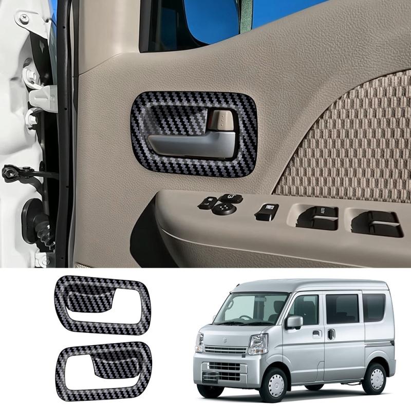 ДЛЯ SUZUKI EVERY 2024 2025 ABS Черный углепластик Внутренняя ручка двери автомобиля крышка чаши двери Накладки Декоративные наклейки Аксессуары для интерьера