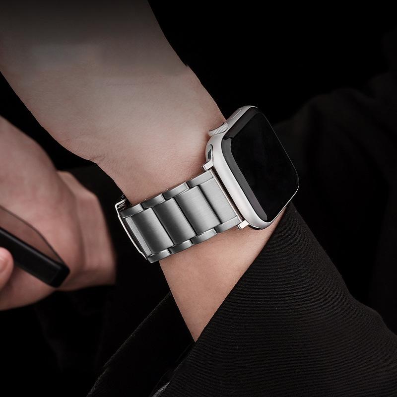 Титановый ремешок класса люкс для Apple Watch Series10 46 мм 42 мм 44 45 мм 38 40 41 мм Ultra1/2 49 мм Бизнес-ремешок для iWatch Series 9 7 se 6 8 5 4 Браслет