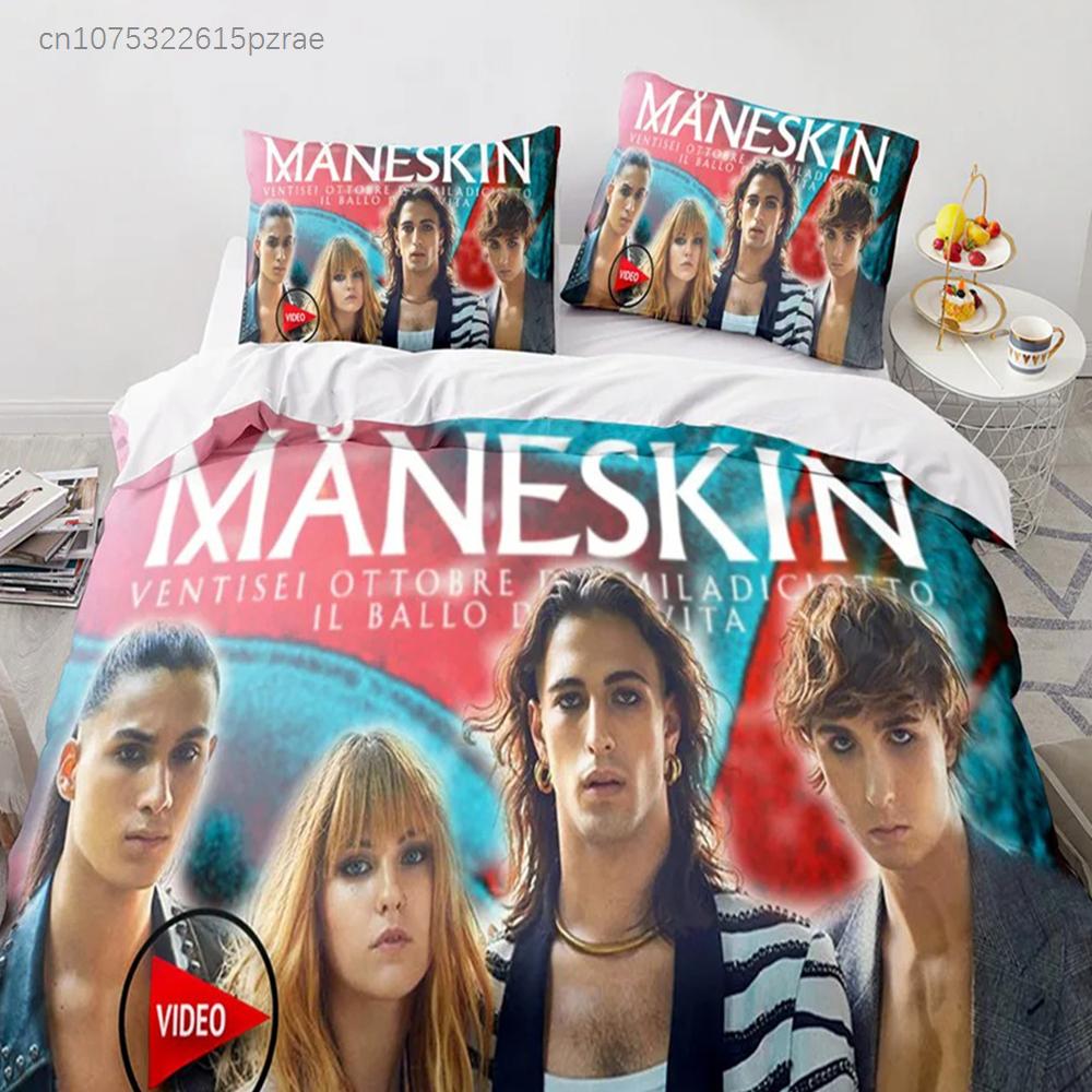 Рок-группа Maneskin Maneskin Дамиано Давид Пододеяльник Двуспальный Двойной Полный Квин Кинг Взрослые Мальчики Постельное белье Чехол для одеяла