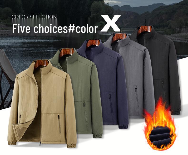 Men's Korean Style Casual Outdoor Sports Jacket - Velvet Thickened Coat, Model 8919.