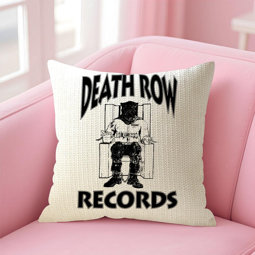 D-Death Row R-Record Label Наволочка из натурального льна Двусторонняя печать Декоративная наволочка для дивана Домашний декор Подарок
