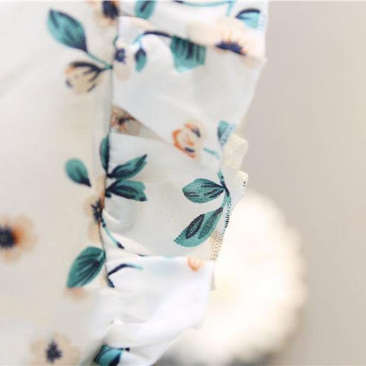 Комплект для девочек в пасторальном стиле, кружевной топ без рукавов с цветочным принтом, детский костюм из двух предметов