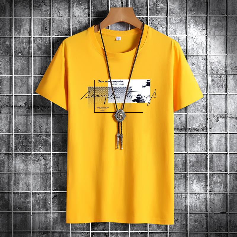 Summer Men Round Neck Cotton Short-sleeved Fashion Printed Casual Men's Loose Sports T-shirt
