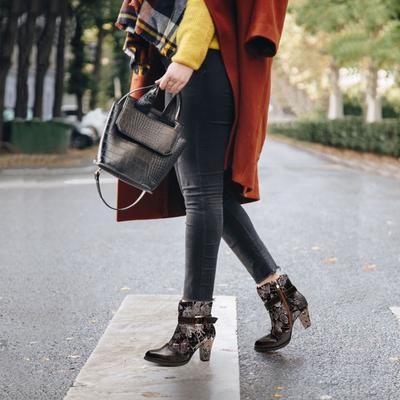 Женская повседневная обувь смешанного цвета в этническом стиле в стиле ретро, ​​мягкая женская лоскутная обувь