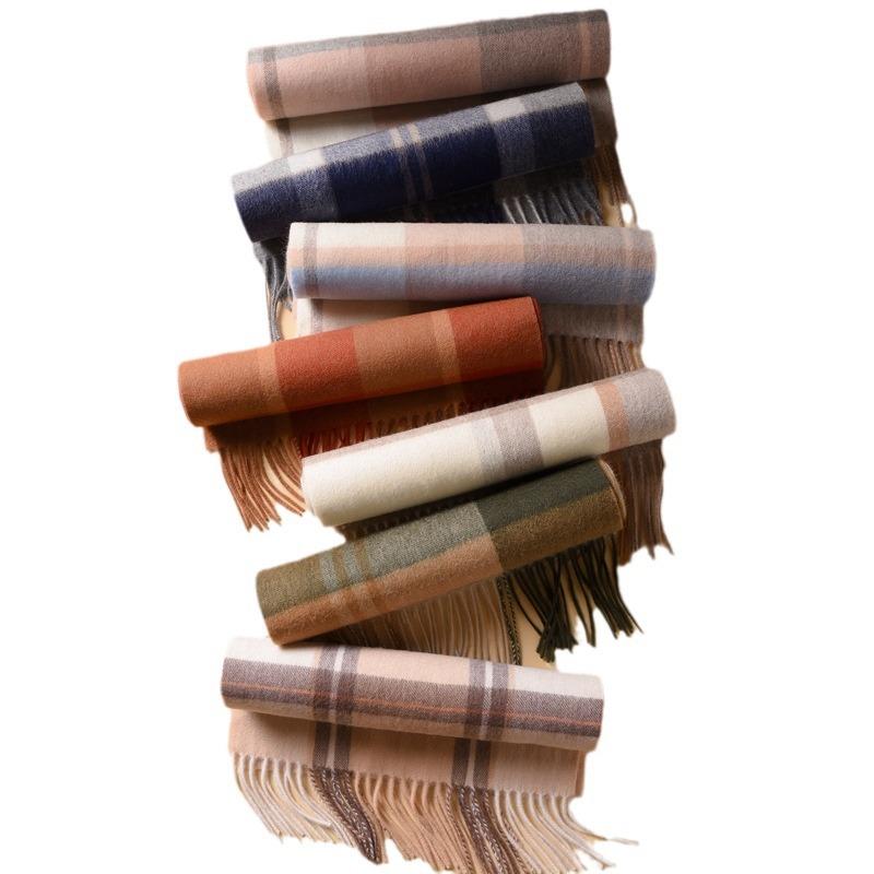 Wool scarf women's winter versatile plaid British style thickened warm birthday gift new shawl