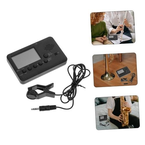 Alasum 1-Set Tuner for Brass Band Instruments, Flute, Trumpet, Bass, Trombone, Clarinet, Tuning Tool, Plastic, Black, No Battery