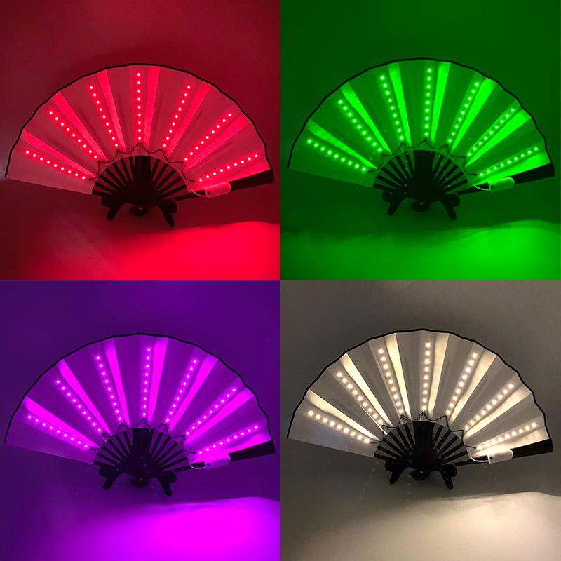 13 inches Led Fans Dj LARP Dance Wedding Stage Performance Bar Props Folding Fan For Women Kung Fu Fan Chinese Flashing Fan