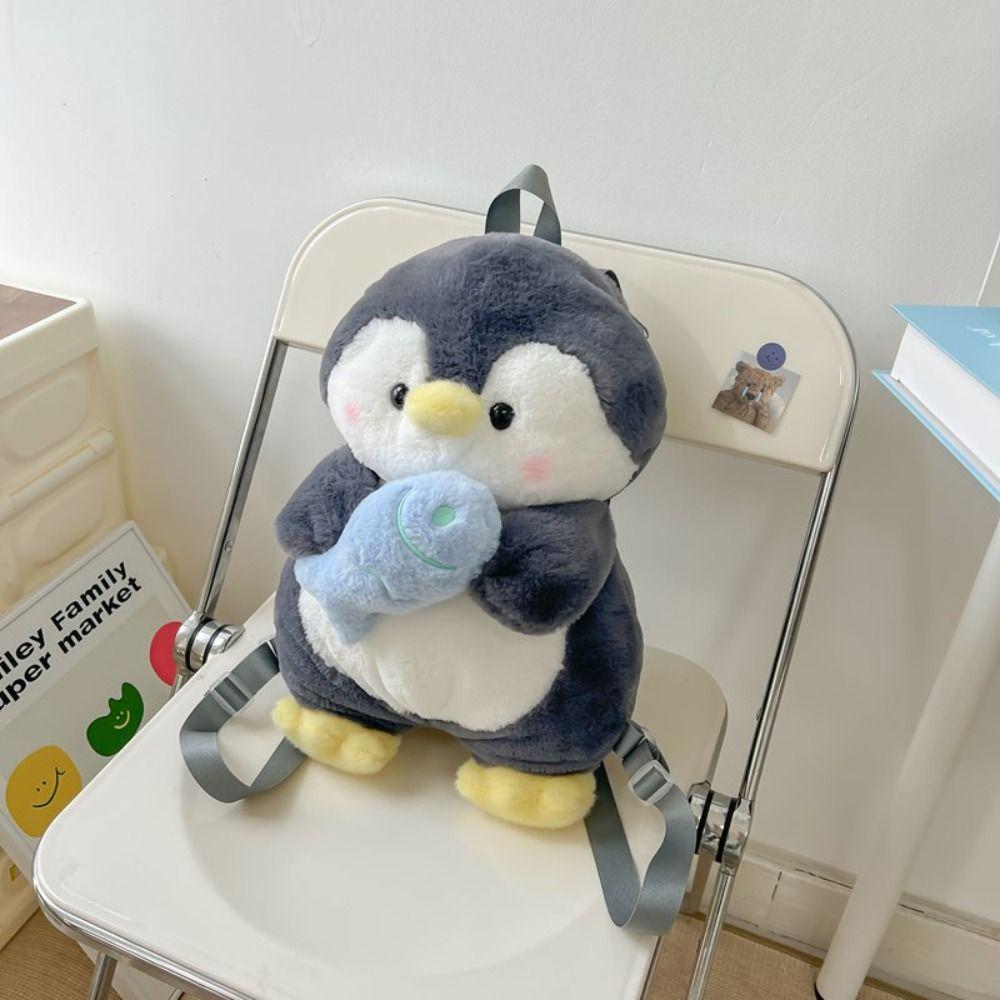 Plush Toy Children School Bag Plush Animal Shoulder Bag Simple Penguin Backpack Lady