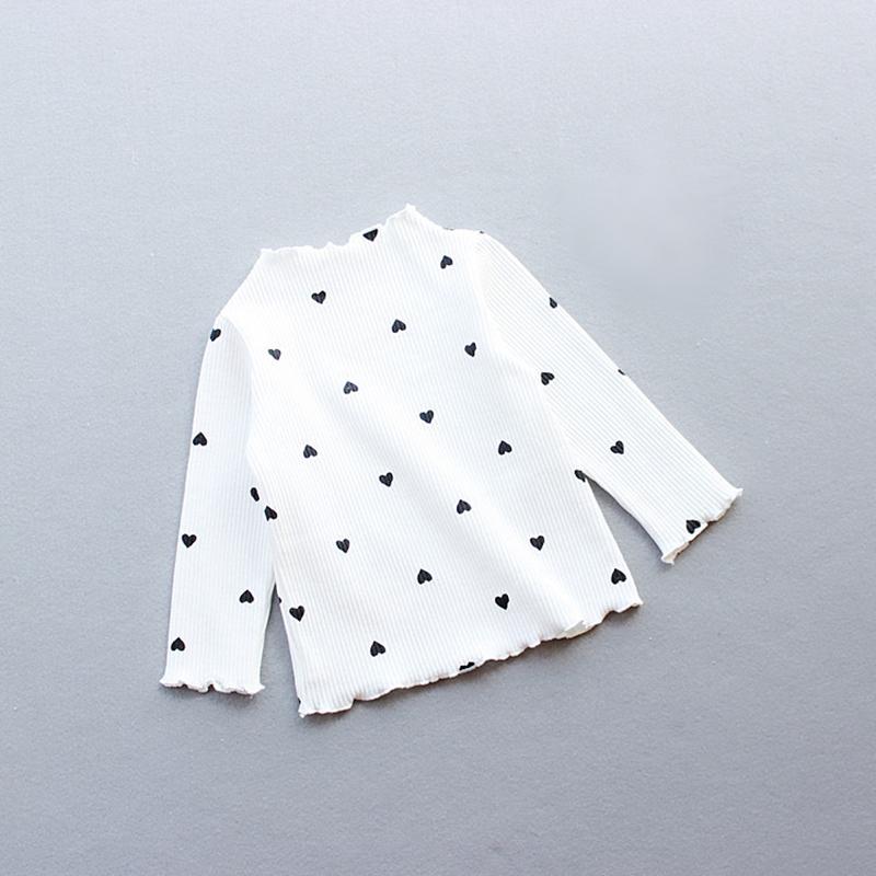 Детская одежда в форме сердца с мультяшным принтом для девочек, однотонная футболка с длинными рукавами, топы