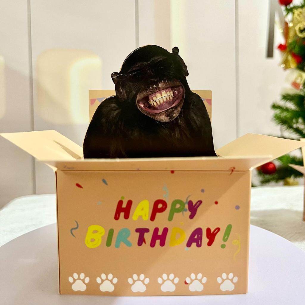 1 шт. Забавная всплывающая открытка «С Днем рождения» - Юмористический 3D дизайн персонажа с шариками-сердечками и конфетти, Причудливая открытка