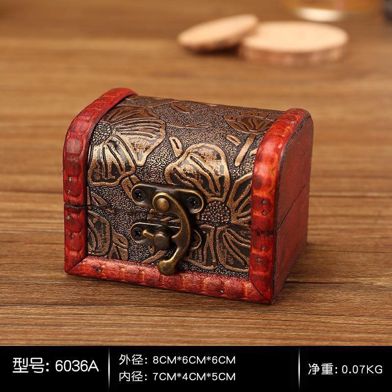 1PC Antique Mini Wood Treasure Chest Storage Box Jewelry Organizer Box Gift Box