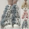 Leopard Print Leg Warmers Women Girls Faux Fur Fuzzy Leg Warmers Cozy Furry Boot Covers Shoes Cuff Cover for Parties Street Winter Daily Wear