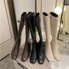 Knight High-heeled Long Leg Boots That Don't Cross The Knee Look Slim New Autumn and Winter British Style Martin Leather Boots