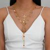 Colorful Cross Multi Layer Necklace Shiny Fashion Jewelry For Women Men Elegant High Quality Accessory