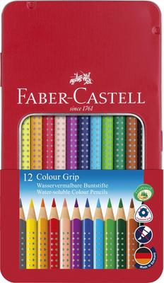 Акварельные карандаши ColorGrip 12 цветов Faber-Castell, (Банка)