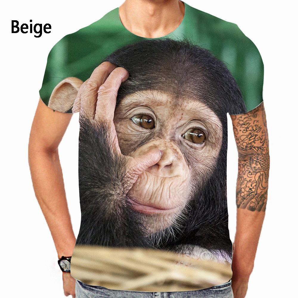 Interesting Monkey 3D Printed Adult Casual Short Sleeved T-shirt Plus Size Men Summer T-shirts