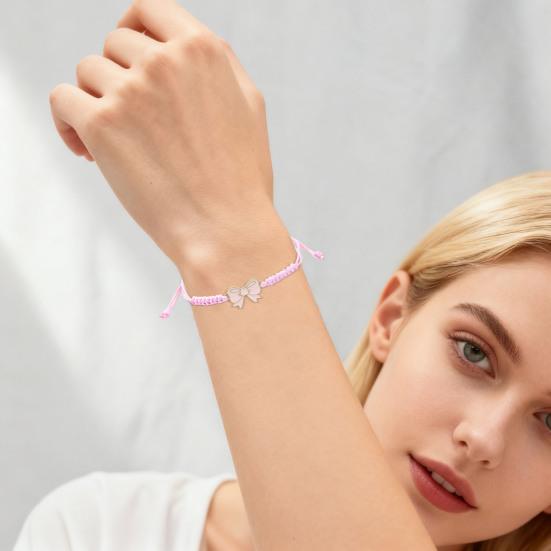 Yousheng Bow Braided Bracelet Adjustable String Rope Bracelet Handcrafted Cheerleader Bracelet for Cheer Dance Team Friends Gift