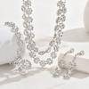 Women Inlaid Rhinestone Chain Necklace Earrings Bracelet Wedding Party Festival Gift