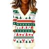 Women's Christmas Fashion Plush V-Neck Pullover Printed Long-Sleeved Top
